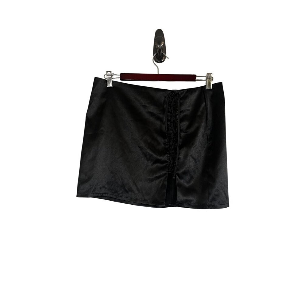 Neutral Lace Up Mini Skirt M Black Vampire Grunge Skater Y2K Retro Chic Festival